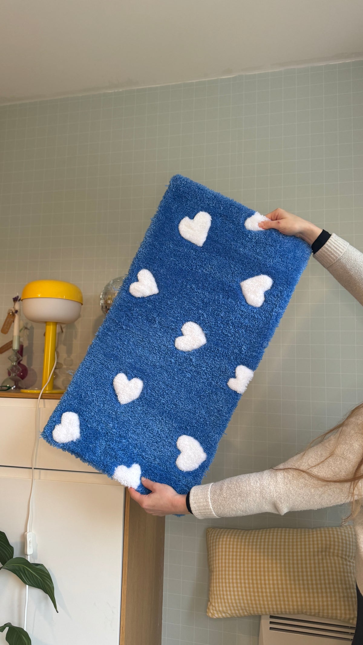 Tapis coeur bleu tout doux