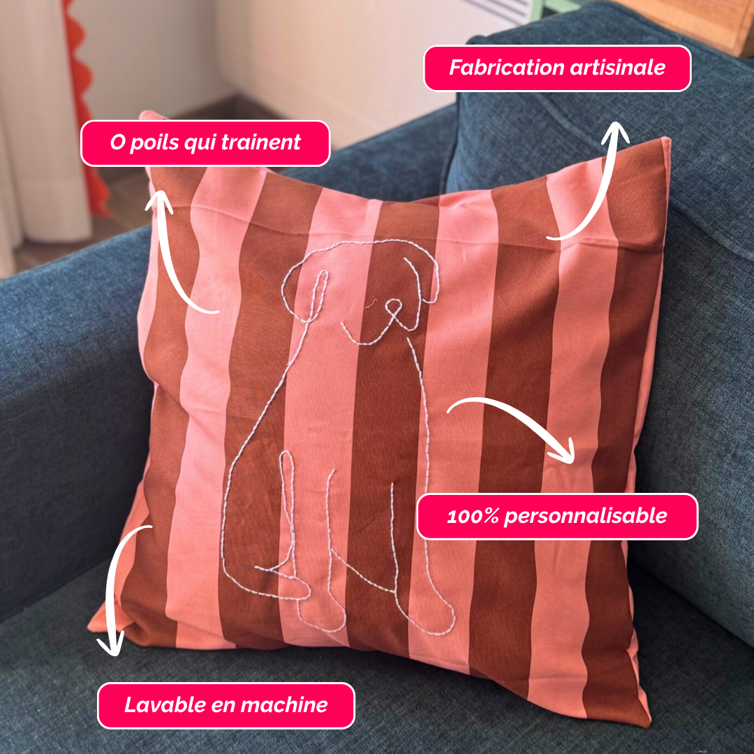 Housse de coussin photo brodée