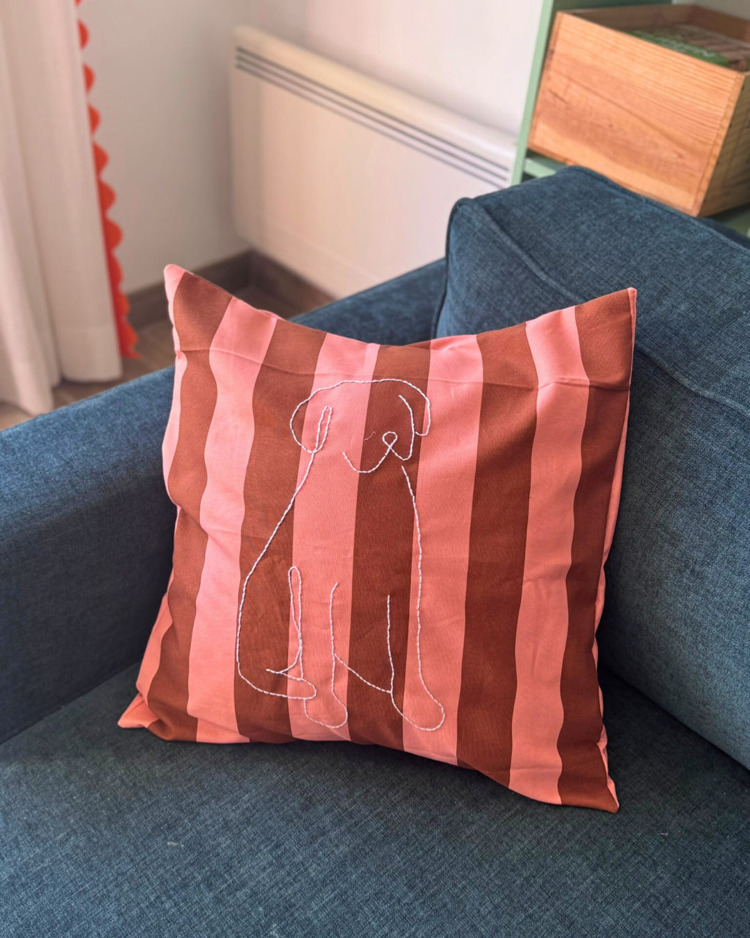 Housse de coussin photo brodée